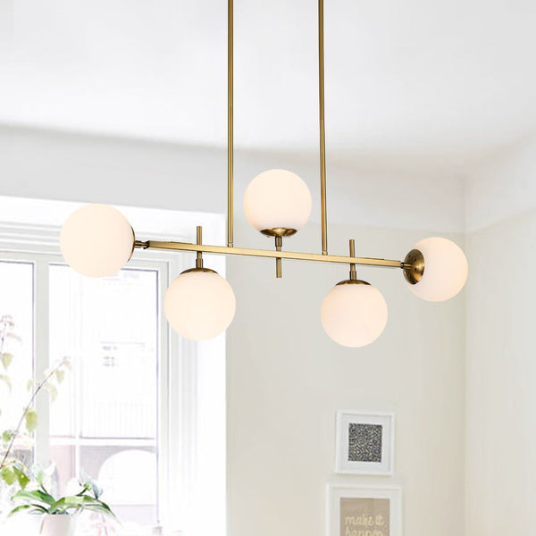 Modern Mid - Century 5 - Light Linear Globe Pendant - Yiilighting