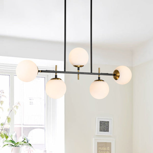 Modern Mid - Century 5 - Light Linear Globe Pendant - Yiilighting