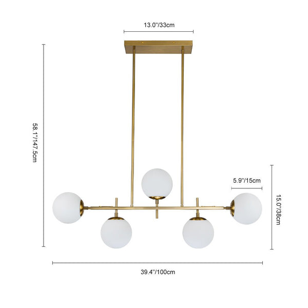 Modern Mid - Century 5 - Light Linear Globe Pendant - Yiilighting