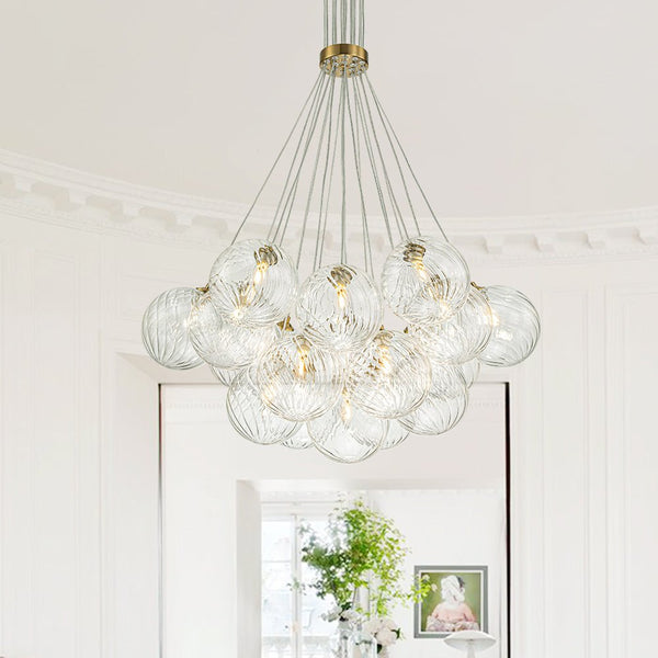 Modern Mid - Century Cluster Ribbed Glass Globe Chandelier - Yiilighting