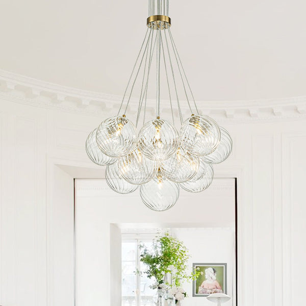 Modern Mid - Century Cluster Ribbed Glass Globe Chandelier - Yiilighting