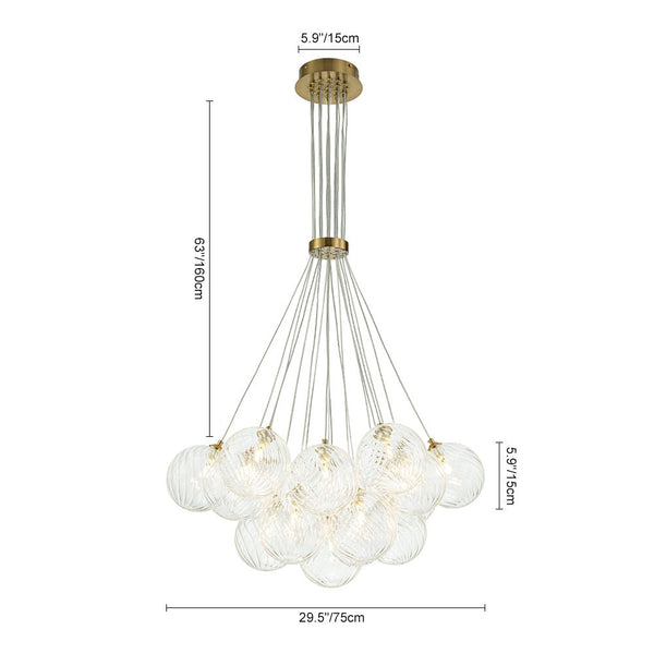 Modern Mid - Century Cluster Ribbed Glass Globe Chandelier - Yiilighting