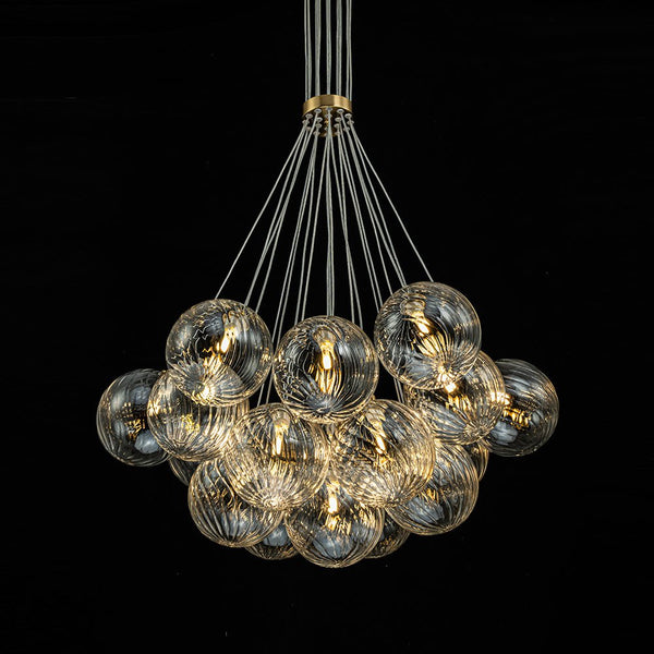 Modern Mid - Century Cluster Ribbed Glass Globe Chandelier - Yiilighting