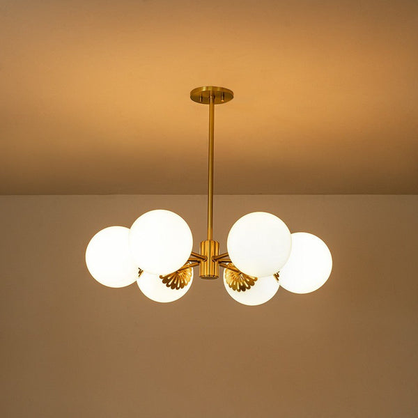 Modern Mid - Century Sputnik Opal Globe Chandelier - Yiilighting