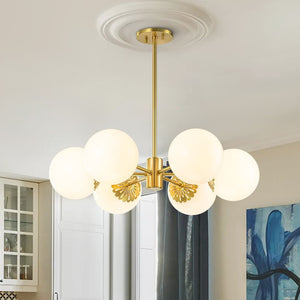 Modern Mid - Century Sputnik Opal Globe Chandelier - Yiilighting