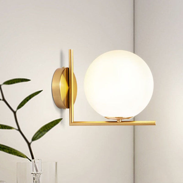 Modern Milky Glass Opal Globe Wall Sconce - Yiilighting