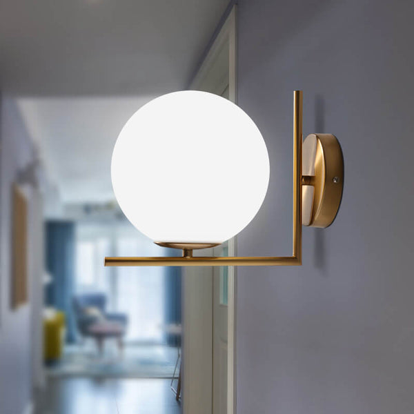 Modern Milky Glass Opal Globe Wall Sconce - Yiilighting