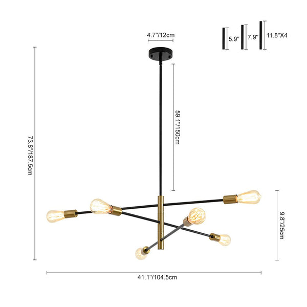 Modern Minimalism 6 - Light 3 - Tiered Sputnik Metal Chandelier - Yiilighting
