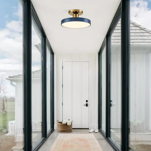 Modern Minimalist Round Drum LED Semi Flush Mount Ceiling Light - Yiilighting