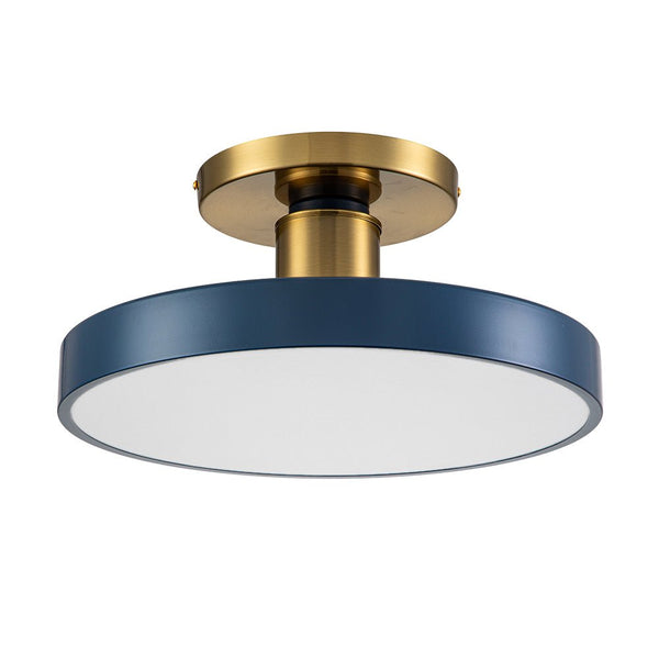 Modern Minimalist Round Drum LED Semi Flush Mount Ceiling Light - Yiilighting