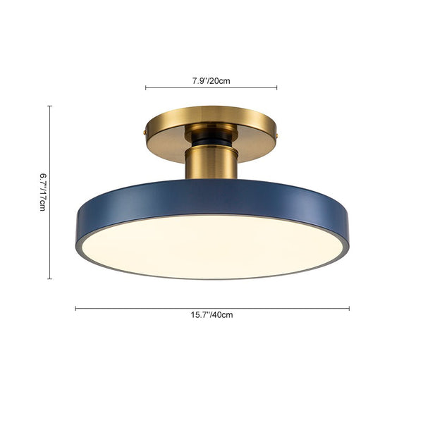 Modern Minimalist Round Drum LED Semi Flush Mount Ceiling Light - Yiilighting