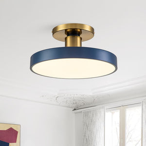Modern Minimalist Round Drum LED Semi Flush Mount Ceiling Light - Yiilighting