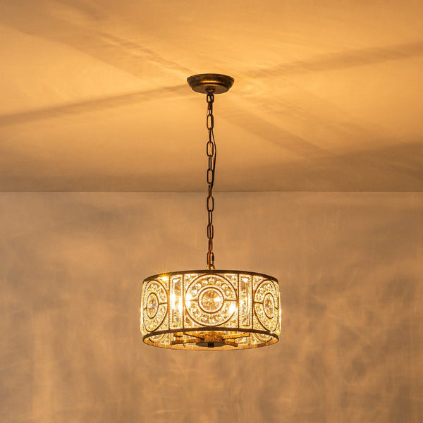 Modern Retro 4 - Light Antique Bronze Round Cage Crystal Chandelier - Yiilighting