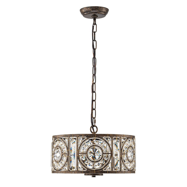 Modern Retro 4 - Light Antique Bronze Round Cage Crystal Chandelier - Yiilighting