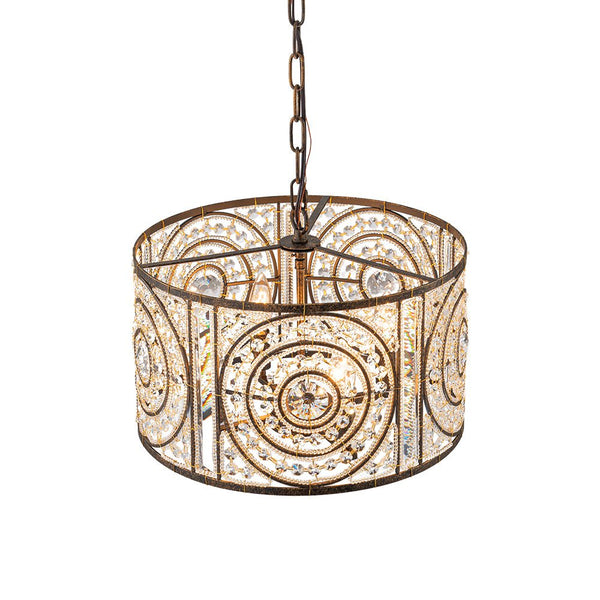 Modern Retro 4 - Light Antique Bronze Round Cage Crystal Chandelier - Yiilighting