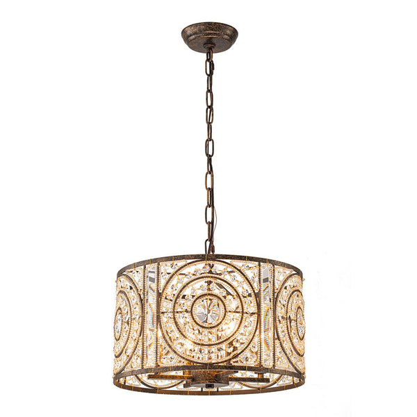 Modern Retro 4 - Light Antique Bronze Round Cage Crystal Chandelier - Yiilighting