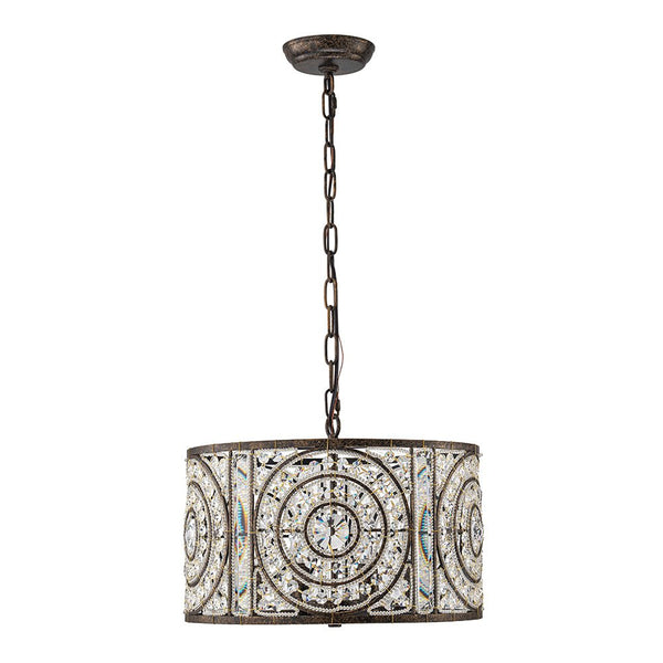 Modern Retro 4 - Light Antique Bronze Round Cage Crystal Chandelier - Yiilighting