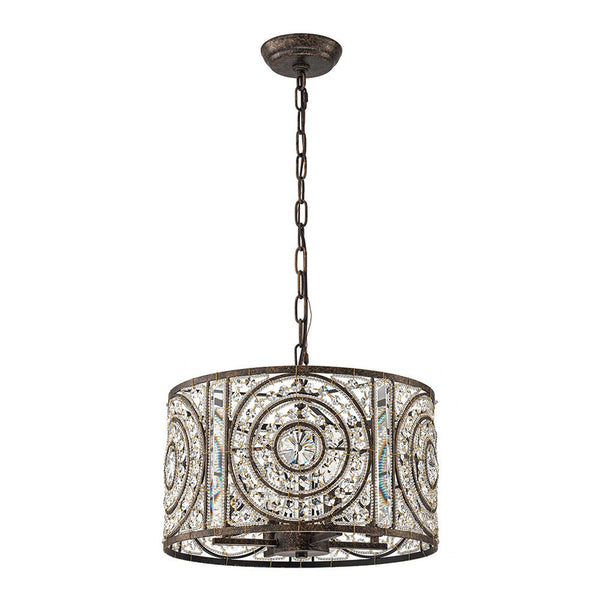 Modern Retro 4 - Light Antique Bronze Round Cage Crystal Chandelier - Yiilighting