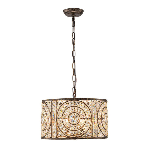 Modern Retro 4 - Light Antique Bronze Round Cage Crystal Chandelier - Yiilighting