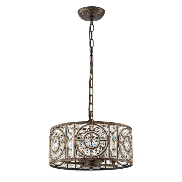 Modern Retro 4 - Light Antique Bronze Round Cage Crystal Chandelier - Yiilighting
