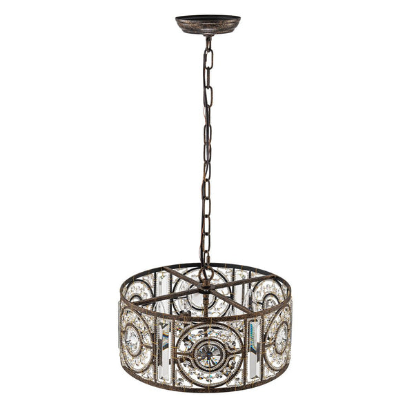 Modern Retro 4 - Light Antique Bronze Round Cage Crystal Chandelier - Yiilighting