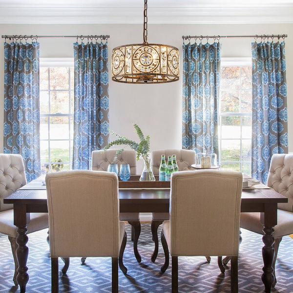 Modern Retro 4 - Light Antique Bronze Round Cage Crystal Chandelier - Yiilighting