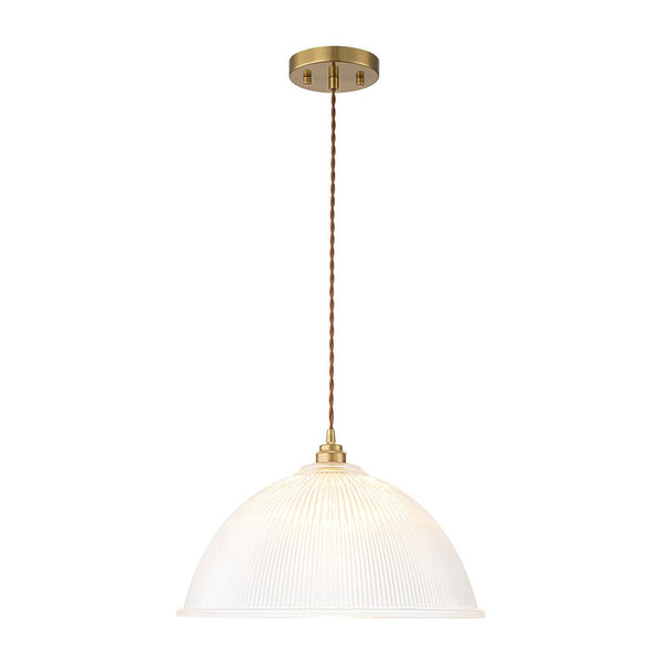 Modern Ribbed Glass Dome - Shaped Single Pendant Light - Yiilighting