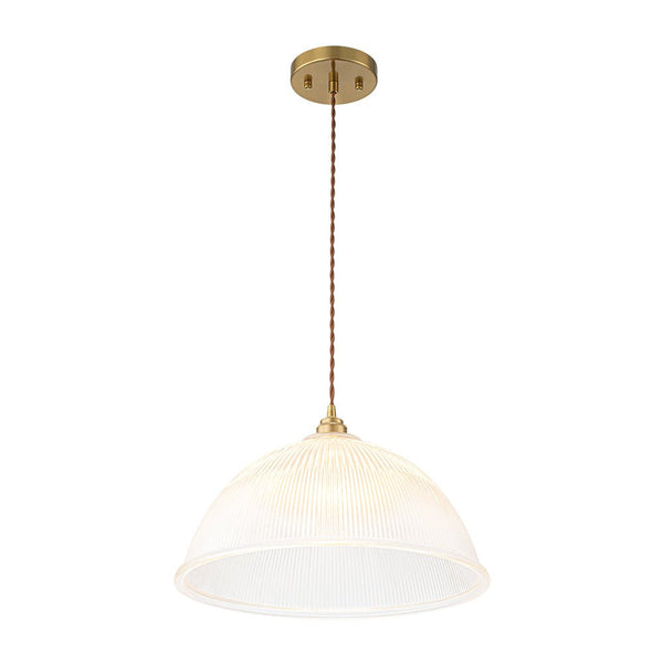 Modern Ribbed Glass Dome - Shaped Single Pendant Light - Yiilighting