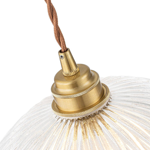 Modern Ribbed Glass Dome - Shaped Single Pendant Light - Yiilighting