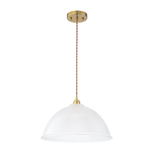Modern Ribbed Glass Dome - Shaped Single Pendant Light - Yiilighting