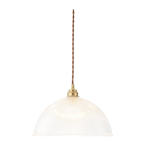 Modern Ribbed Glass Dome - Shaped Single Pendant Light - Yiilighting