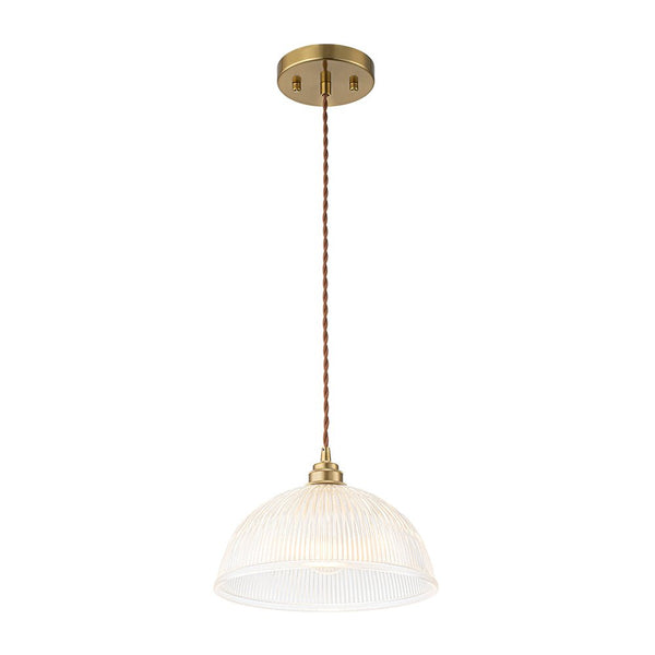 Modern Ribbed Glass Dome - Shaped Single Pendant Light - Yiilighting