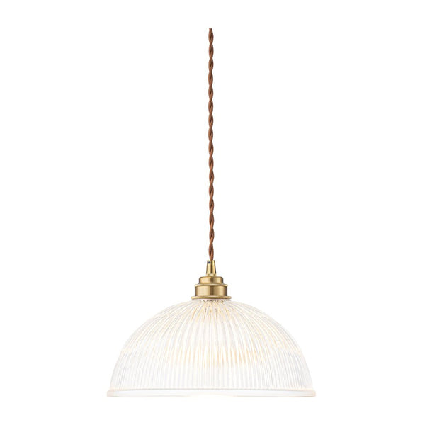 Modern Ribbed Glass Dome - Shaped Single Pendant Light - Yiilighting