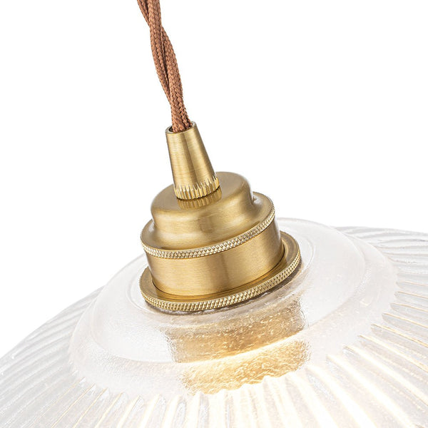 Modern Ribbed Glass Dome - Shaped Single Pendant Light - Yiilighting