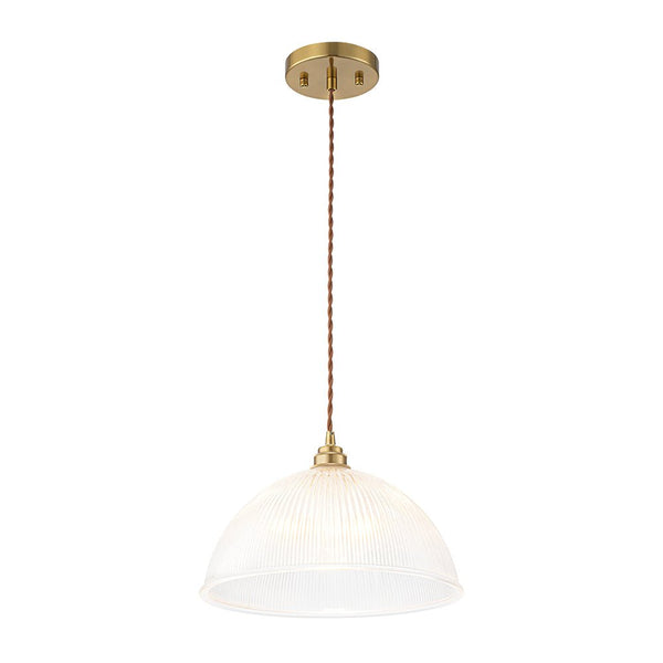 Modern Ribbed Glass Dome - Shaped Single Pendant Light - Yiilighting