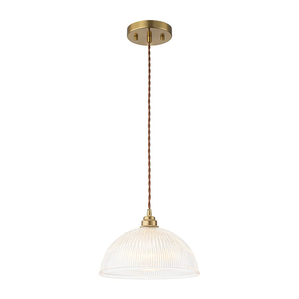 Modern Ribbed Glass Dome - Shaped Single Pendant Light - Yiilighting