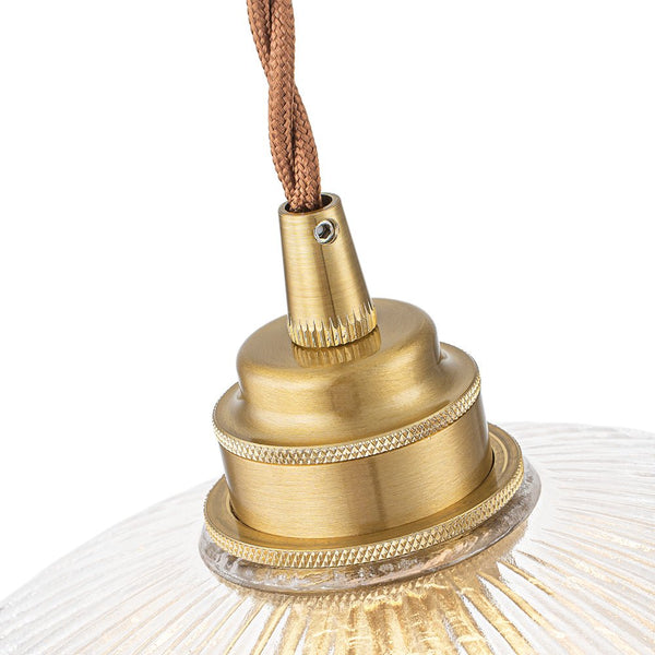 Modern Ribbed Glass Dome - Shaped Single Pendant Light - Yiilighting