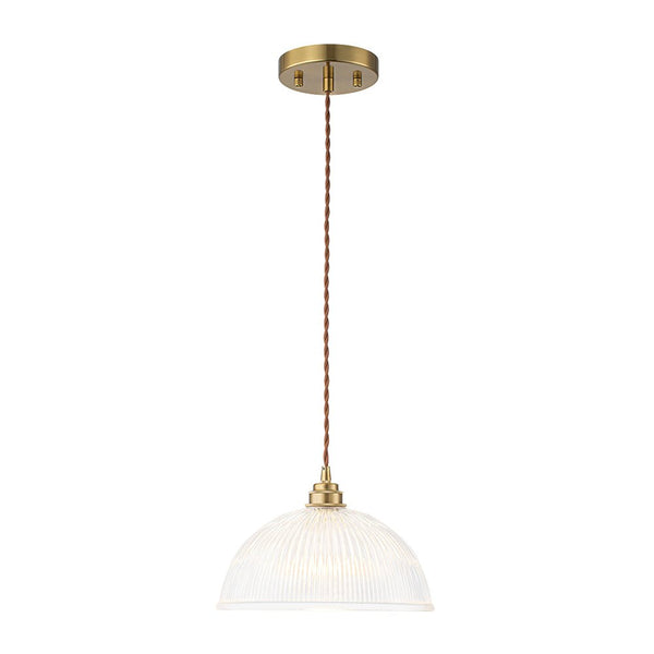 Modern Ribbed Glass Dome - Shaped Single Pendant Light - Yiilighting