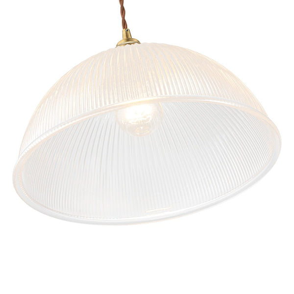 Modern Ribbed Glass Dome - Shaped Single Pendant Light - Yiilighting