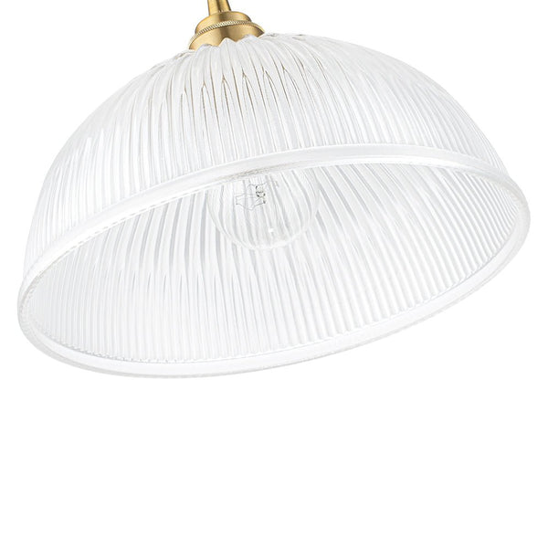 Modern Ribbed Glass Dome - Shaped Single Pendant Light - Yiilighting