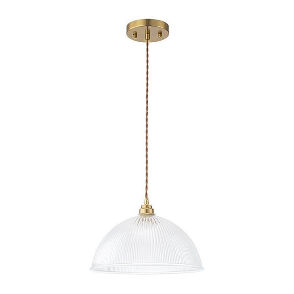 Modern Ribbed Glass Dome - Shaped Single Pendant Light - Yiilighting