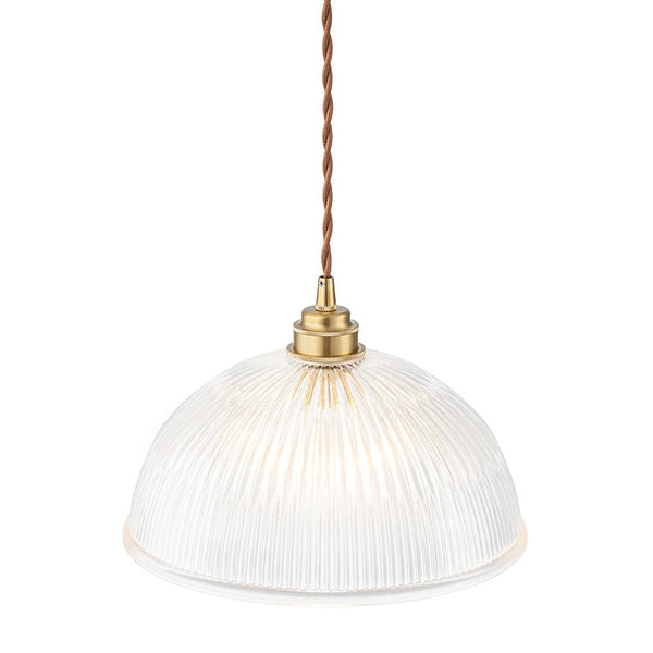 Modern Ribbed Glass Dome - Shaped Single Pendant Light - Yiilighting