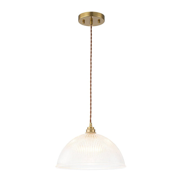 Modern Ribbed Glass Dome - Shaped Single Pendant Light - Yiilighting