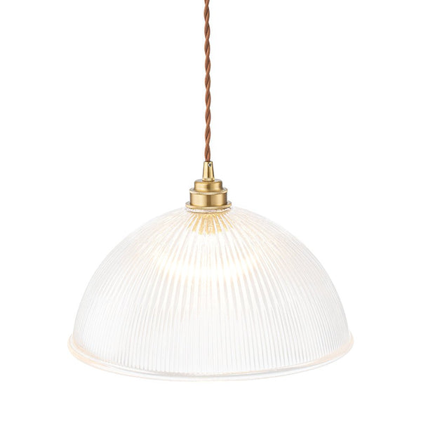 Modern Ribbed Glass Dome - Shaped Single Pendant Light - Yiilighting
