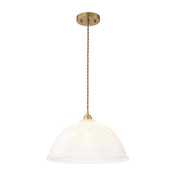 Modern Ribbed Glass Dome - Shaped Single Pendant Light - Yiilighting