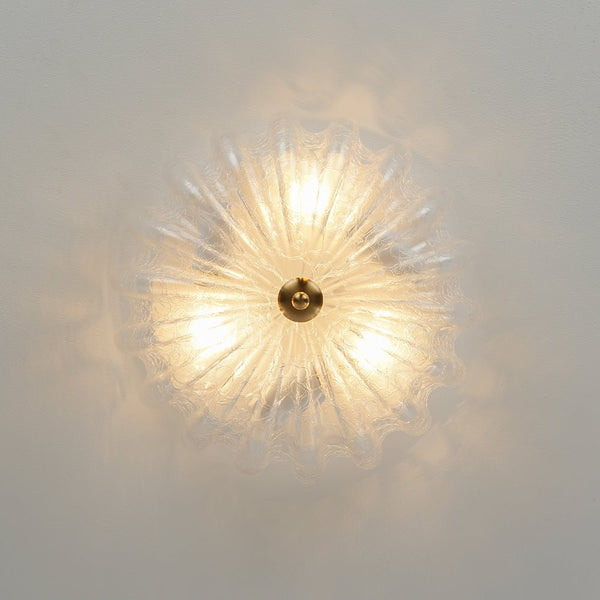Modern Romantic 3 - Light Daisy Crackled Glass Round Flush Mount Ceiling Light - Yiilighting