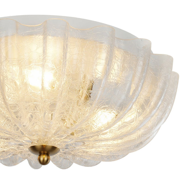 Modern Romantic 3 - Light Daisy Crackled Glass Round Flush Mount Ceiling Light - Yiilighting