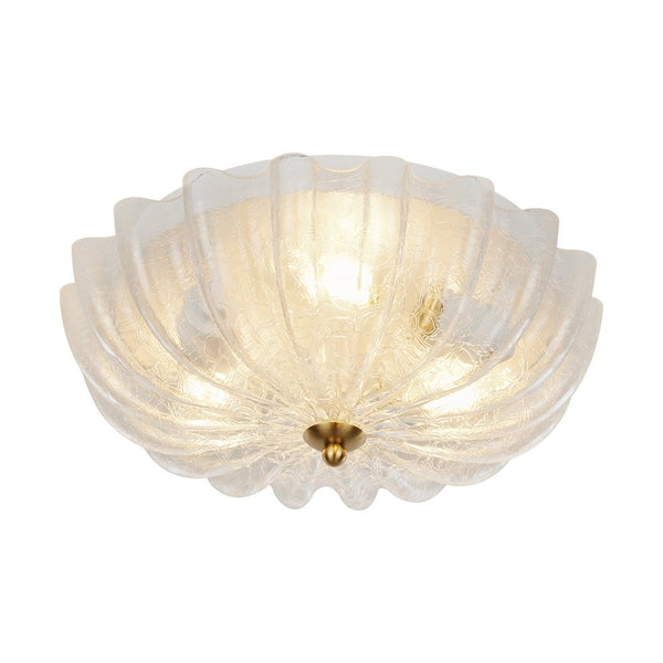 Modern Romantic 3 - Light Daisy Crackled Glass Round Flush Mount Ceiling Light - Yiilighting