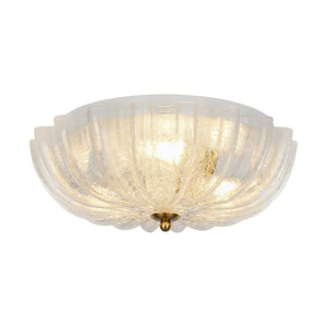 Modern Romantic 3 - Light Daisy Crackled Glass Round Flush Mount Ceiling Light - Yiilighting