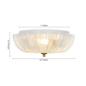 Modern Romantic 3 - Light Daisy Crackled Glass Round Flush Mount Ceiling Light - Yiilighting